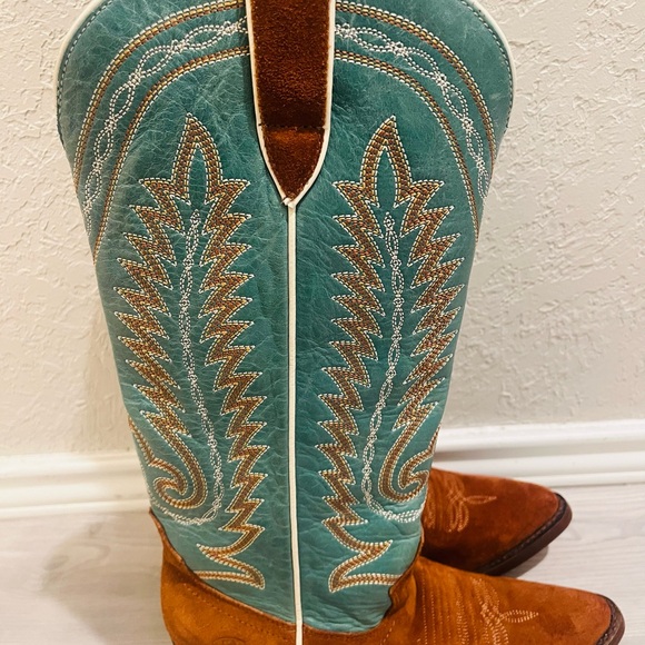 Ariat Teal and Tan Western Boots - Picture 7 of 8
